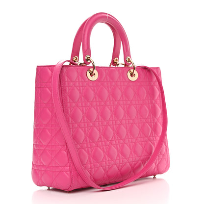 Christian Dior Lambskin Cannage Large Lady Dior Fuchsia 3 of 16