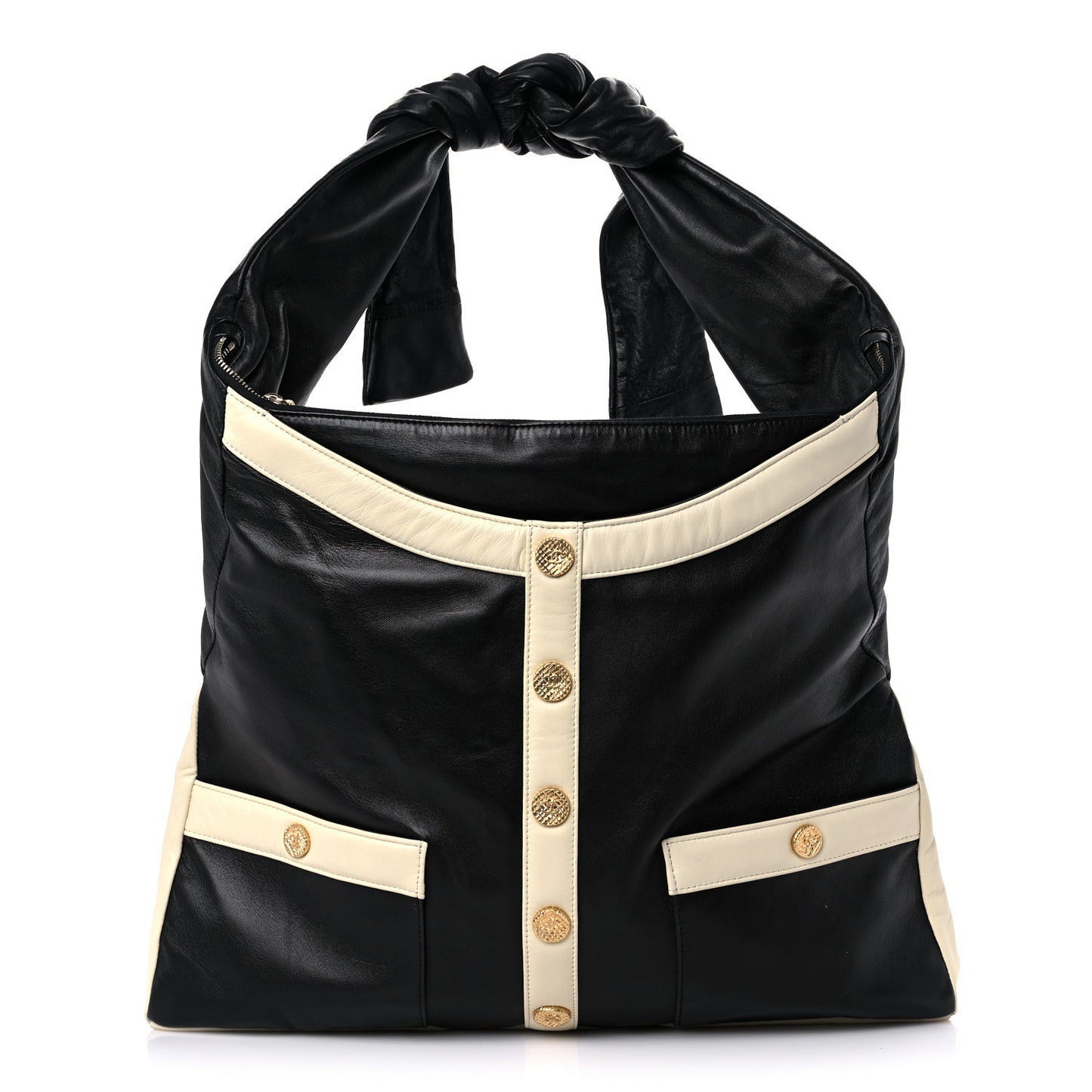 Lambskin Large Girl Bag Black Beige