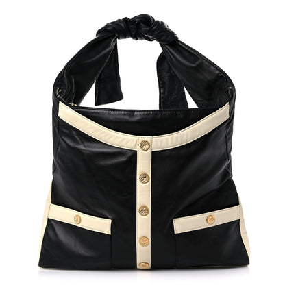 Chanel Lambskin Large Girl Bag Black Beige 1 of 9