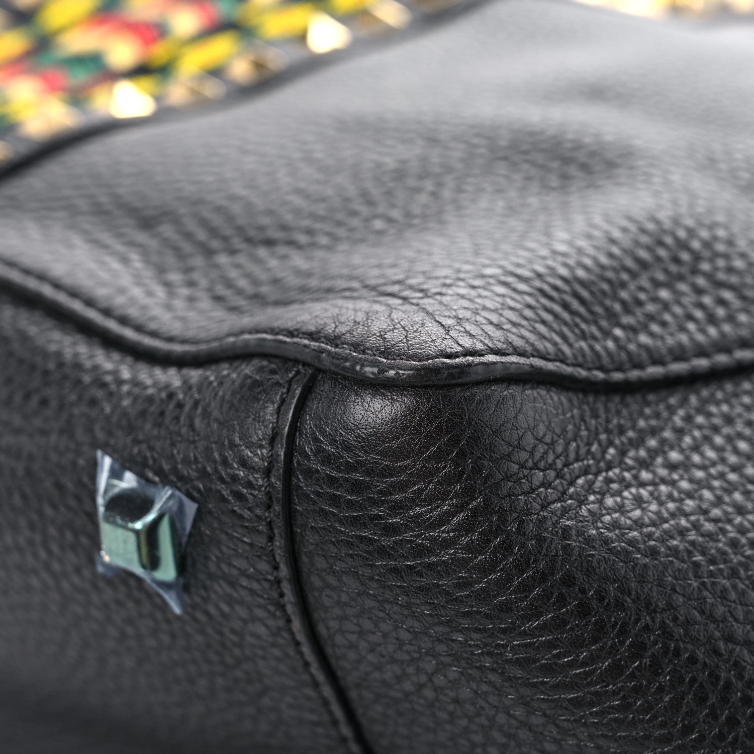Valentino Garavani Grained Calfskin Jamaica Beaded My Rockstud Tote Black 8 of 17