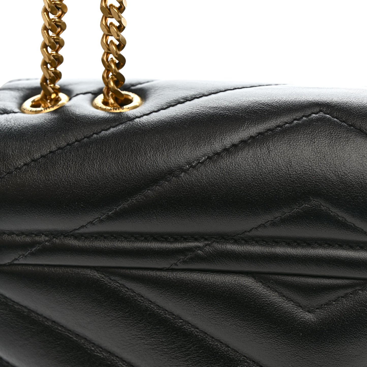 Calfskin Y Quilted Monogram Small Loulou Chain Satchel Black