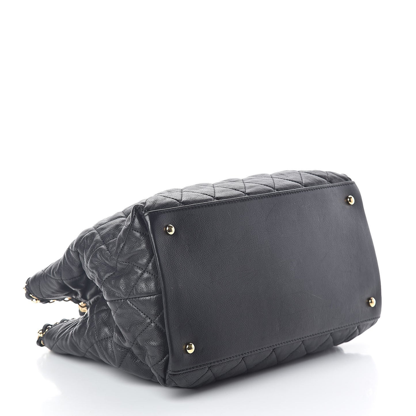 Calfskin Quilted Small Chain Me Tote Black