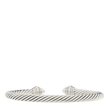 David Yurman Sterling Silver 14K Yellow Gold Diamond 5mm Cable Classics Pave Domes Bracelet 2 of 3