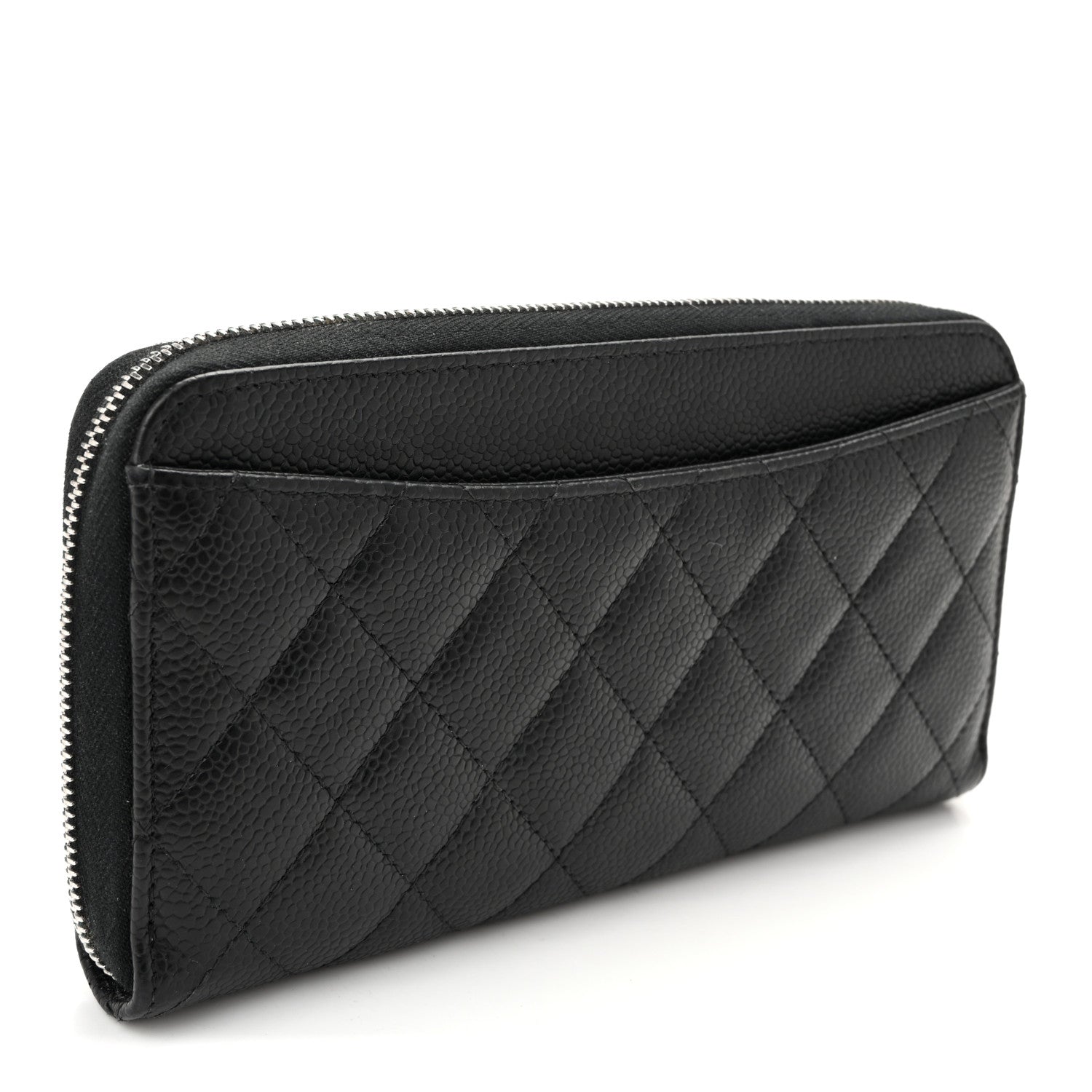 Chanel Caviar Quilted Large Gusset Zip Around Wallet Black 3 of 12