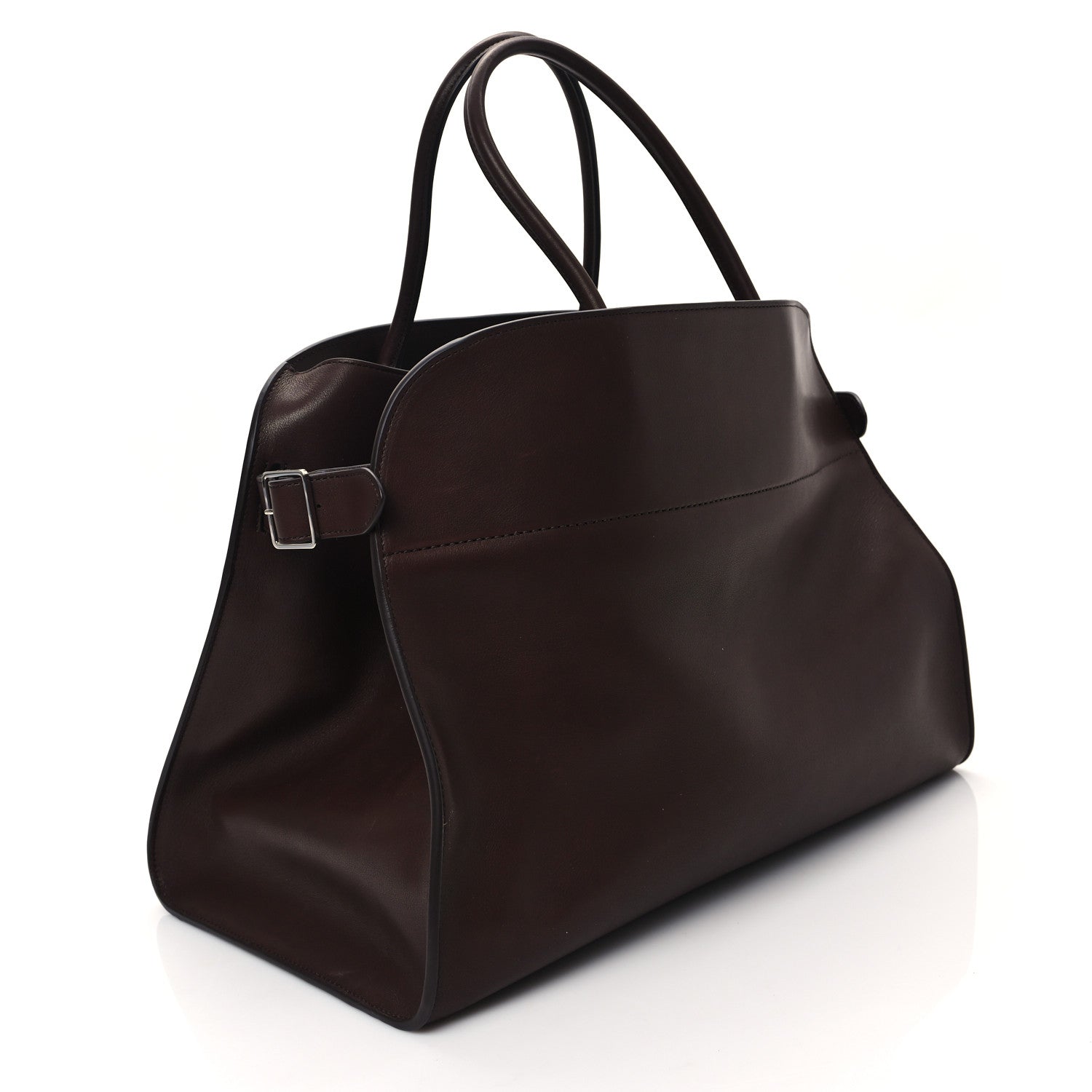 The Row Polished Saddle Calfskin Soft Margaux 17 Dark Brown 3 of 10