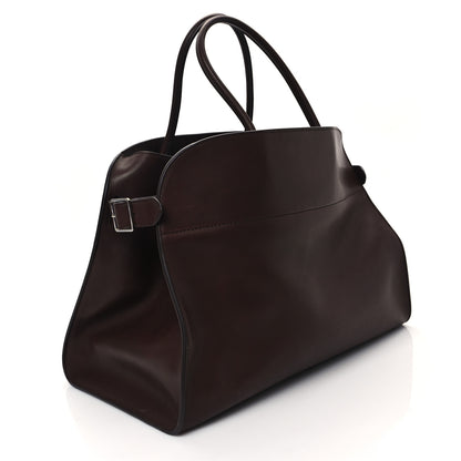 The Row Polished Saddle Calfskin Soft Margaux 17 Dark Brown 3 of 10