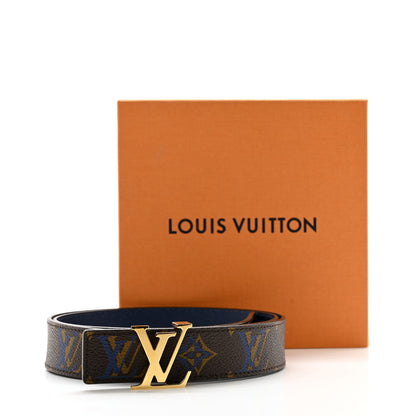 Louis Vuitton Calfskin Rainbow Monogram 30mm LV Initiales Reversible Belt 85 34 Blue 7 of 8