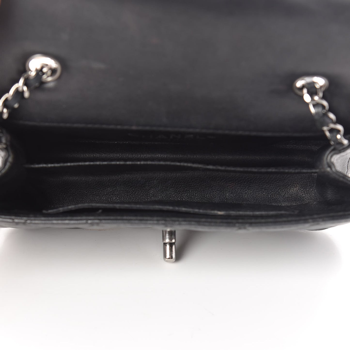 Lambskin Quilted Extra Mini Rectangular Flap Black