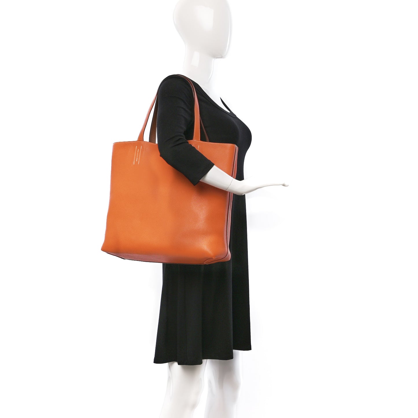 Taurillon Clemence Double Sens 45 Reversible Tote Orange Gold
