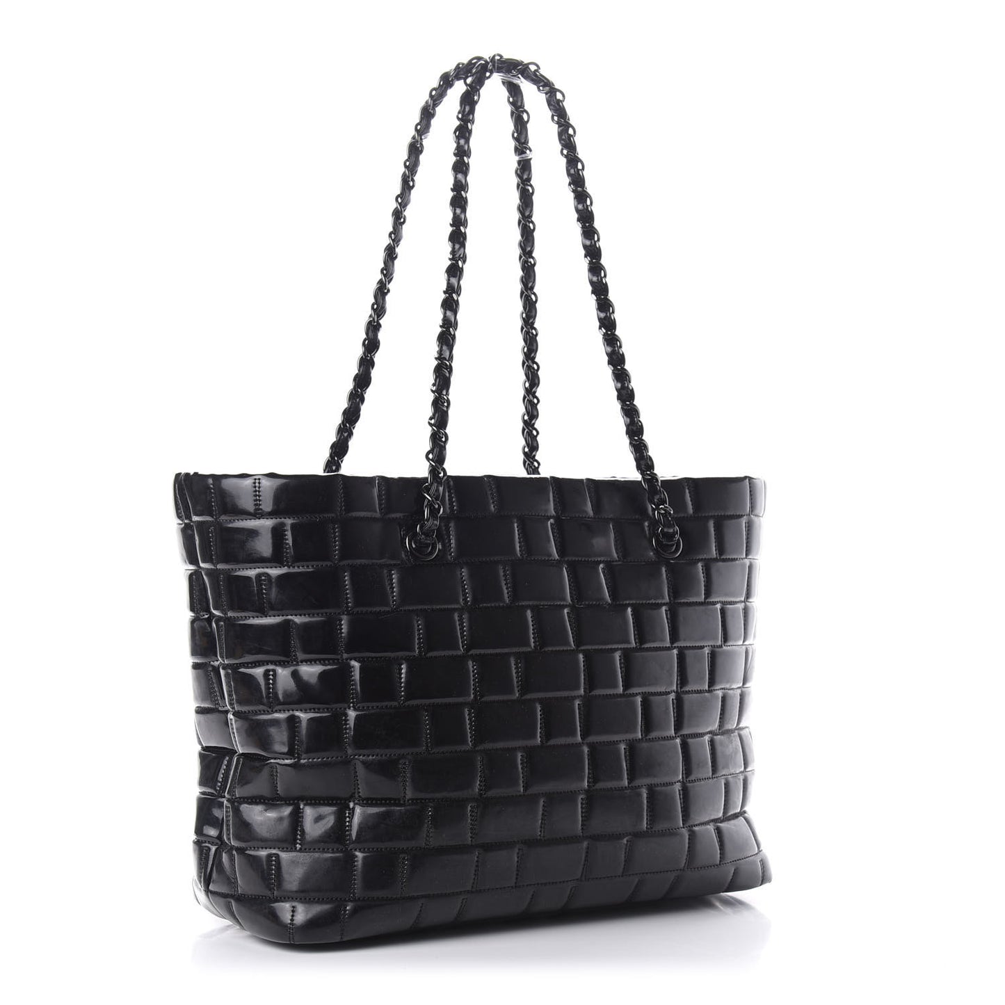 Vinyl Quilted Frozen Shopping Tote Black