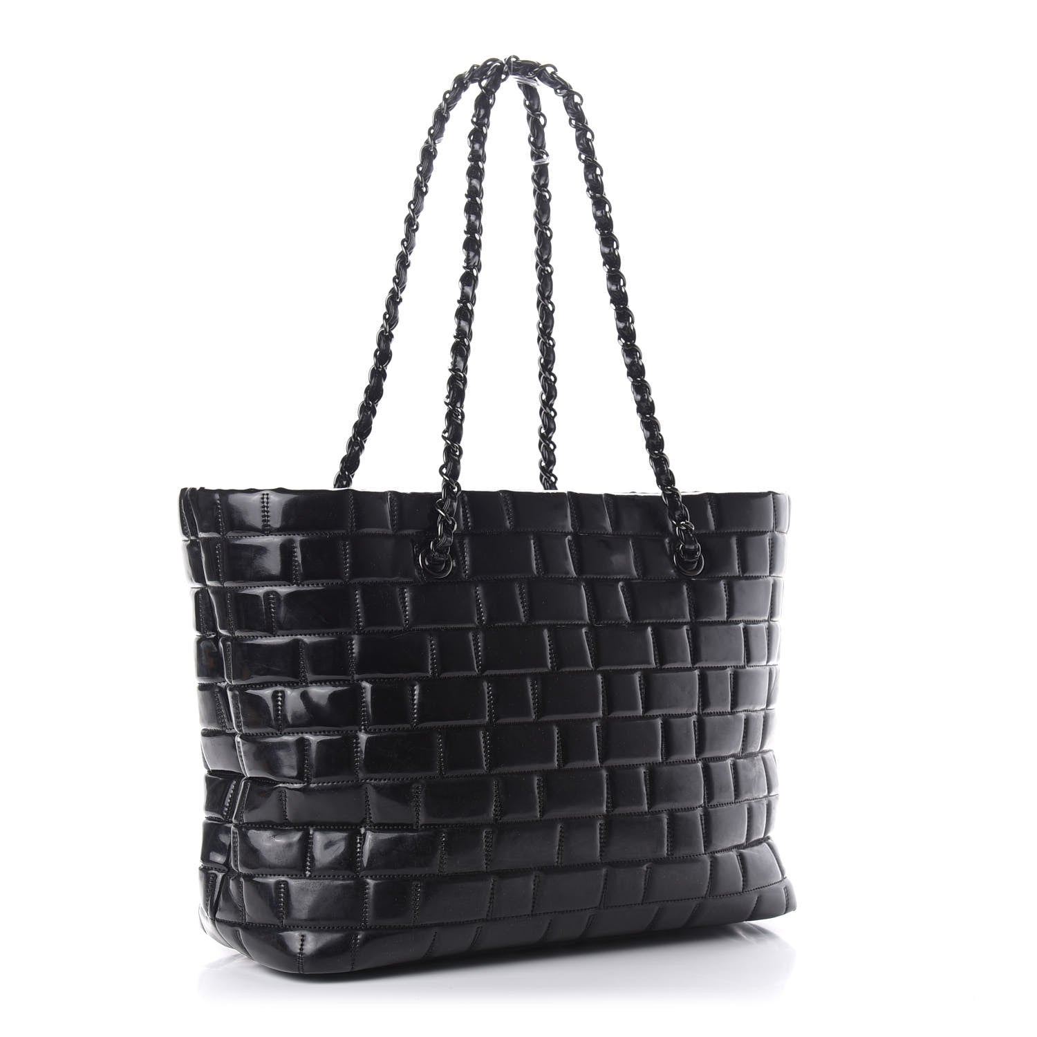 Chanel Vinyl Quilted Frozen Shopping Tote Black 3 of 12