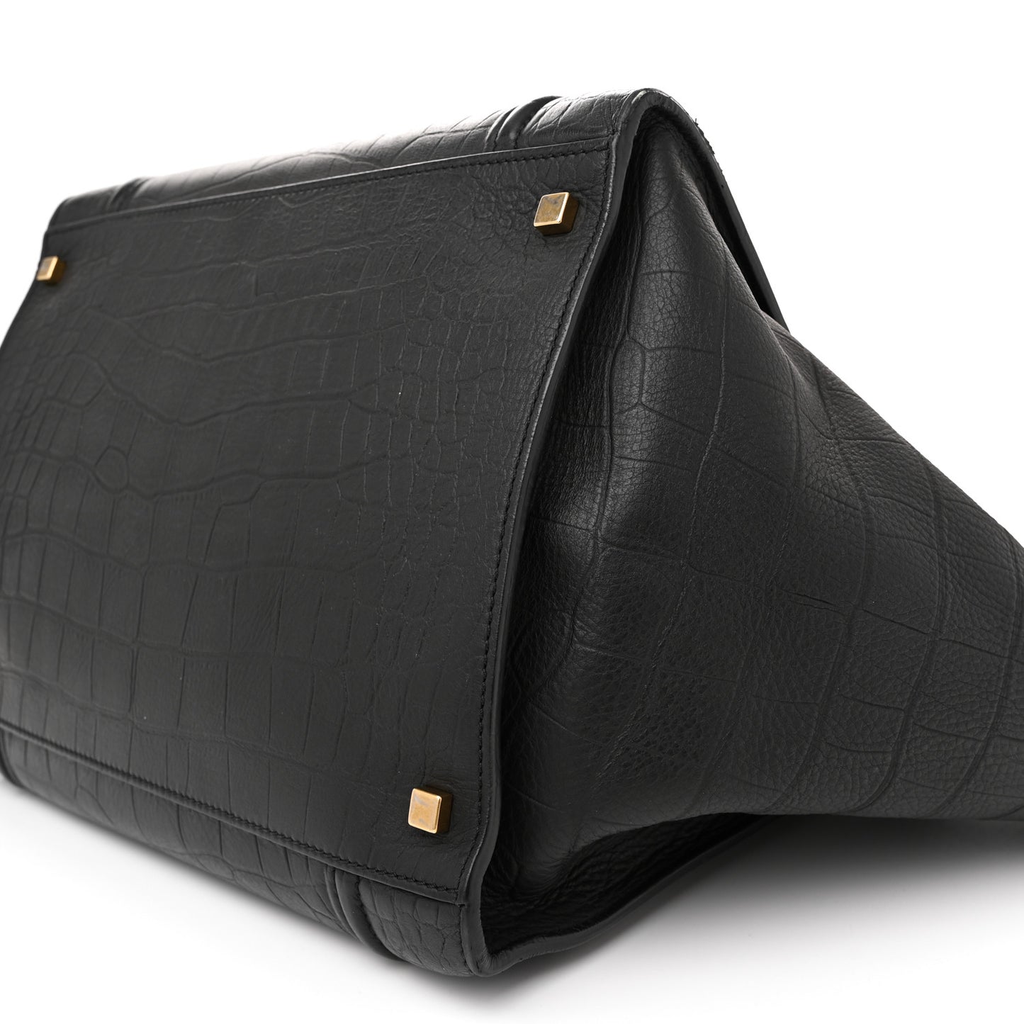 Crocodile Embossed Calfskin Large Phantom Luggage Black