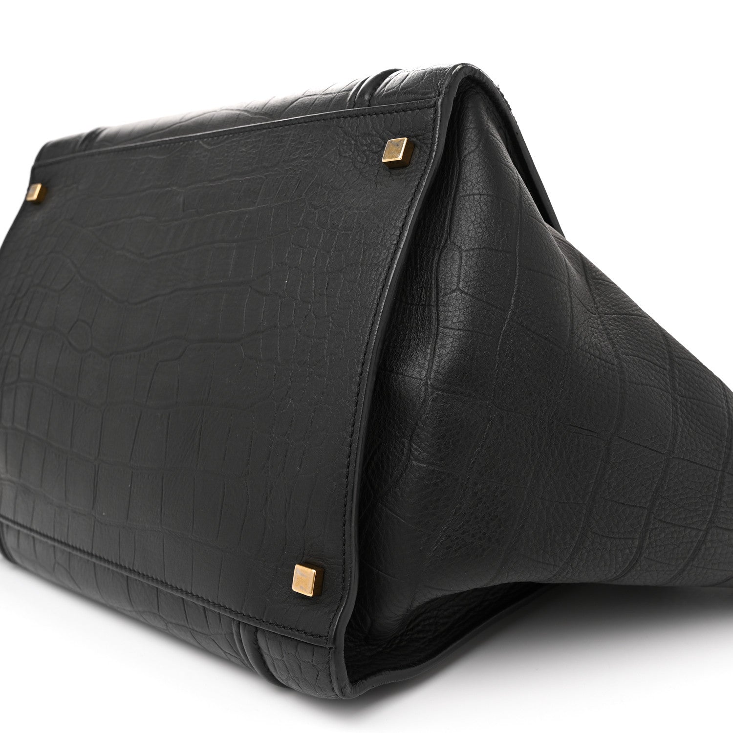Celine Crocodile Embossed Calfskin Large Phantom Luggage Black 10 of 14