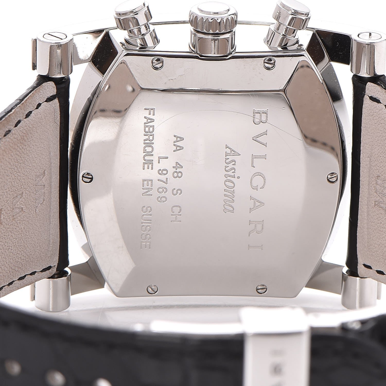 Bulgari Stainless Steel Alligator 38mm Assioma Chronograph Automatic Watch Black 5 of 8