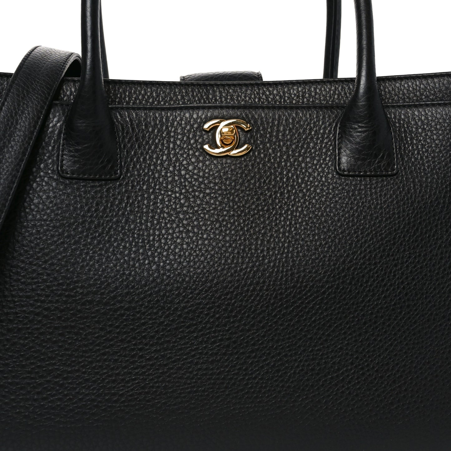 Calfskin Cerf Executive Shopper Tote Black