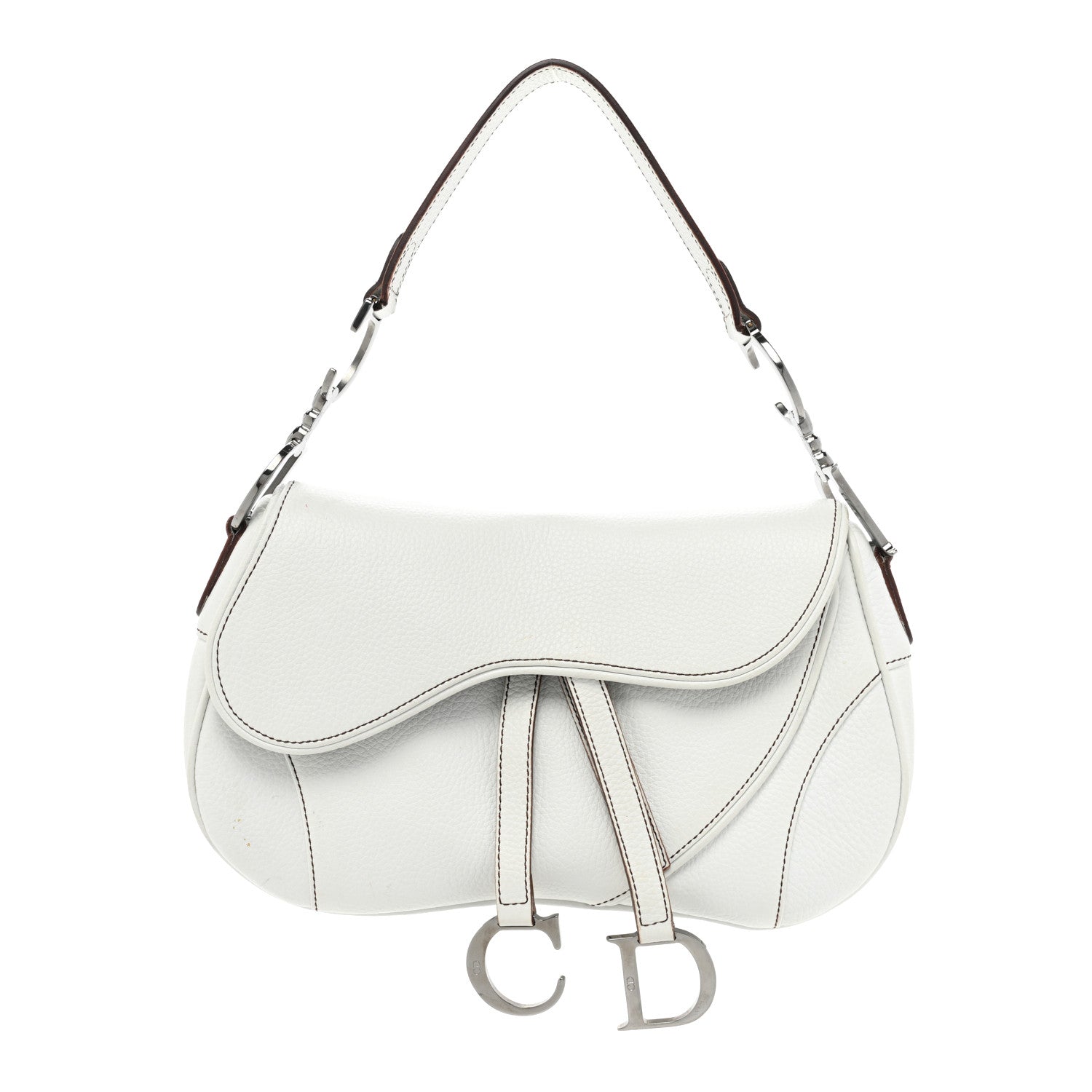 Christian Dior Calfskin Double Saddle Bag White 1 of 20