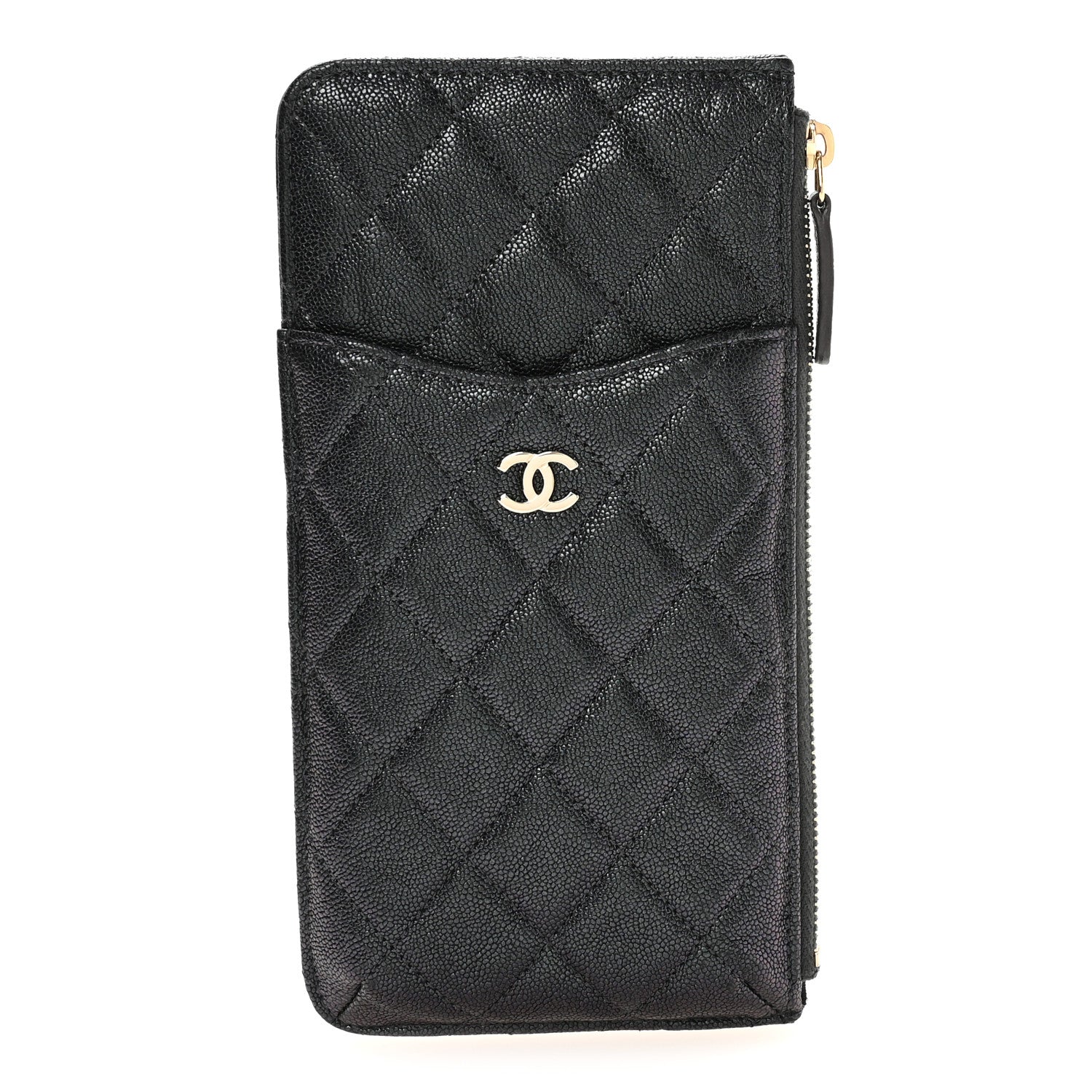 Chanel Iridescent  Caviar Quilted Classic Flat Wallet Pouch Black 1 of 7