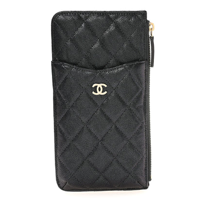 Chanel Iridescent  Caviar Quilted Classic Flat Wallet Pouch Black 1 of 7