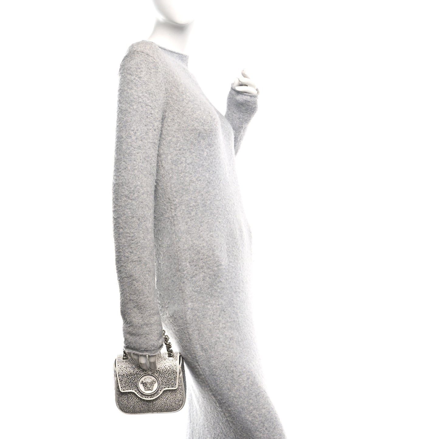 Satin Crystal Studded Mini La Medusa Bag White
