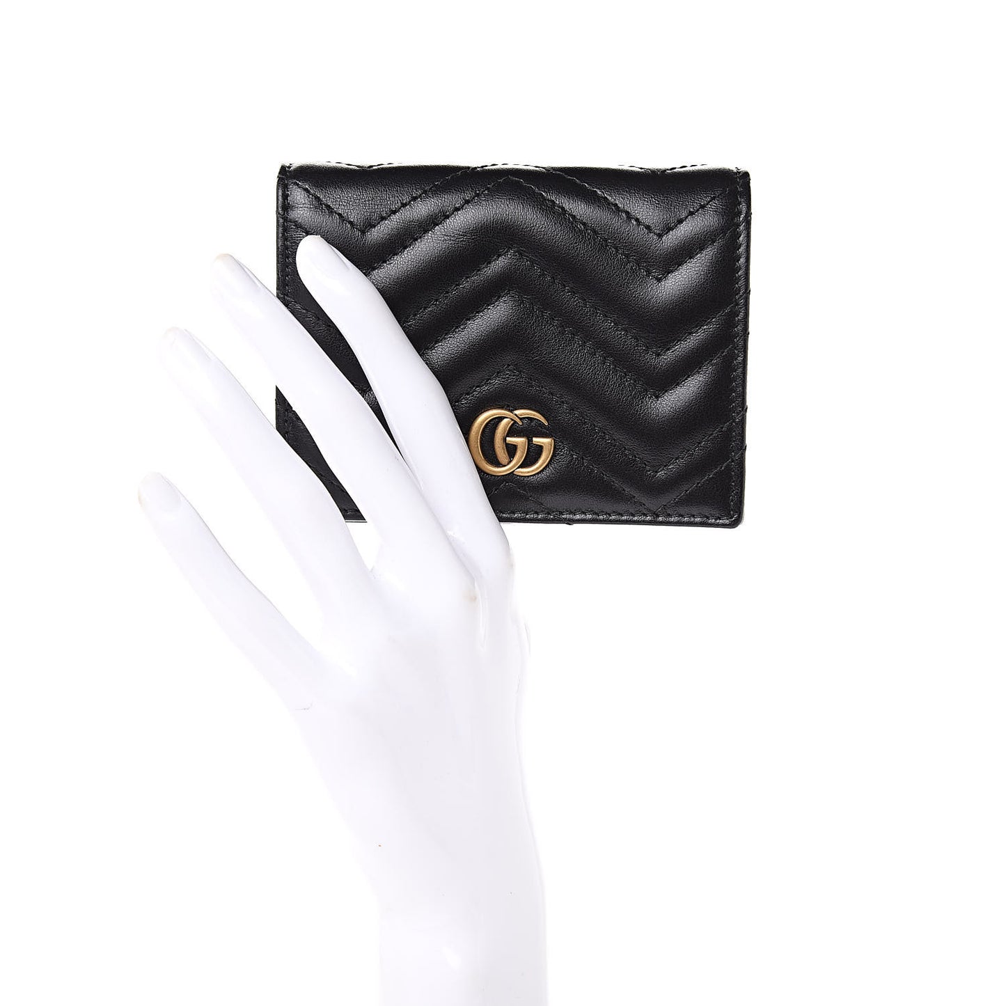 Calfskin Matelasse GG Marmont Card Case Wallet Black