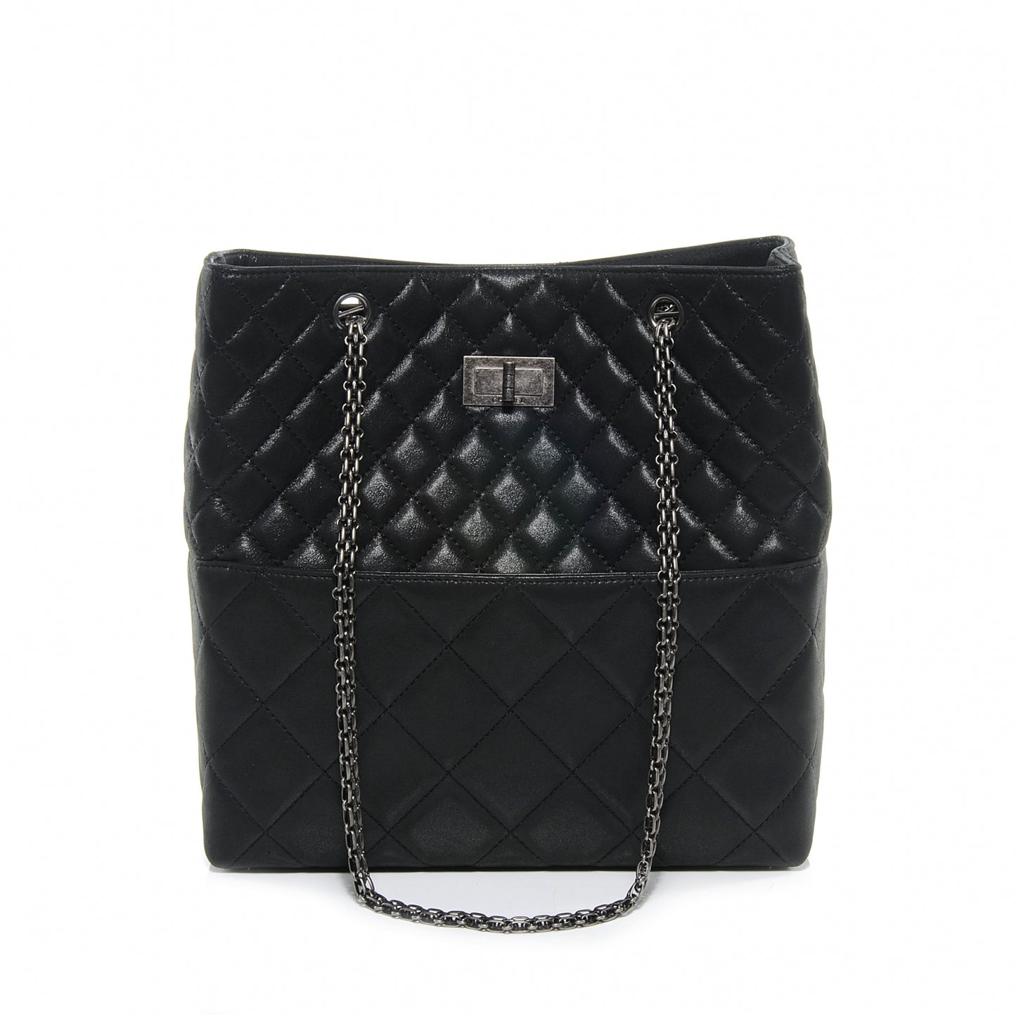 Iridescent Calfskin Reissue 2.55 Tote Black