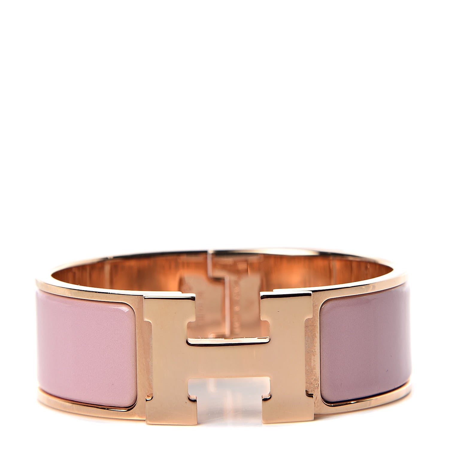 Hermes Enamel Wide Clic Clac H Bracelet PM Rose Nacarat 1 of 5