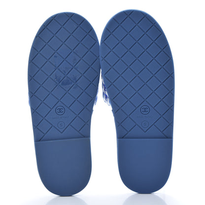 Chanel Tweed CC Flat Mules S Blue 5 of 8