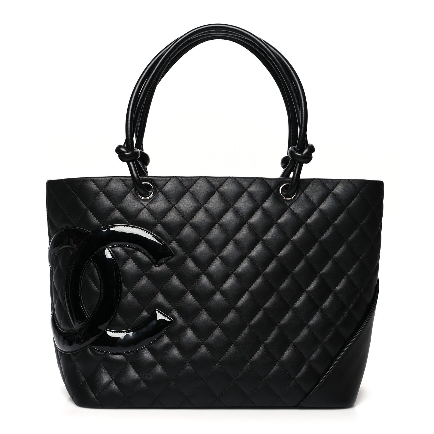 Calfskin Quilted Large Cambon Tote Black