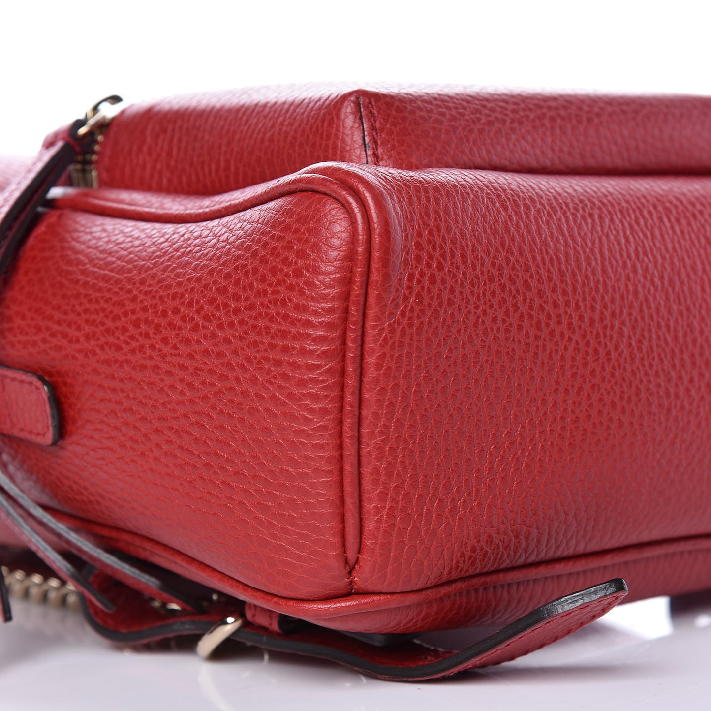Pebbled Calfskin Soho Chain Backpack Red