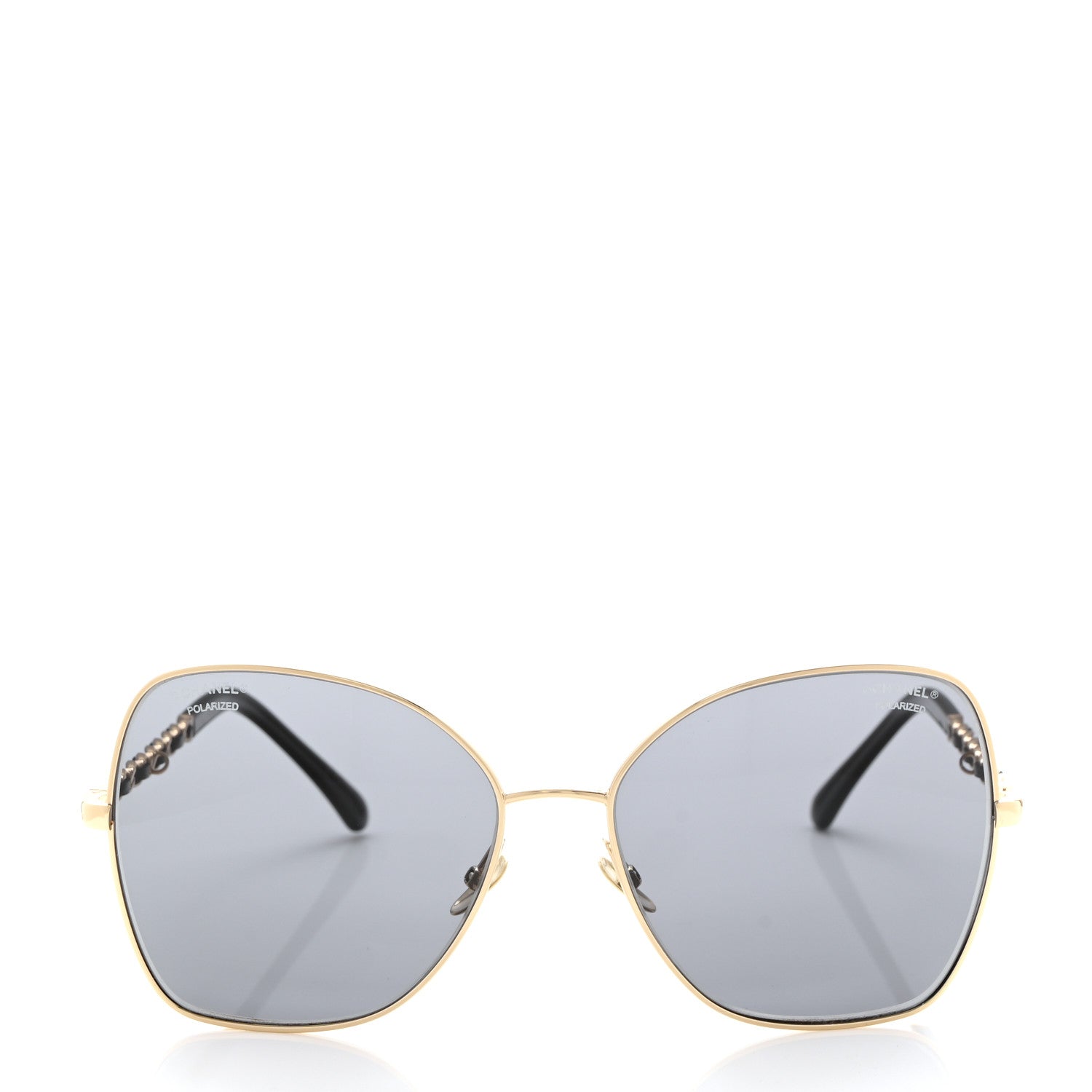Chanel Metal Polarized Square Frame Chain Sunglasses 4274-Q Gold Black 2 of 8