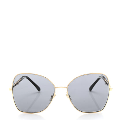 Chanel Metal Polarized Square Frame Chain Sunglasses 4274-Q Gold Black 2 of 8