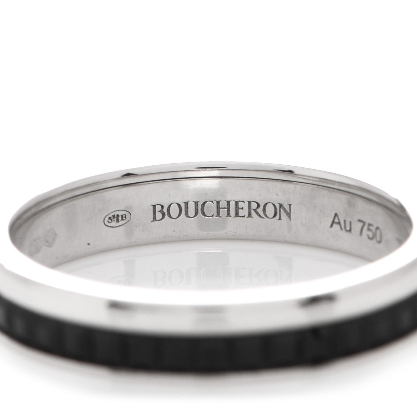 18K White Gold PVD Quatre Black Edition Wedding Band Ring 56 7.5