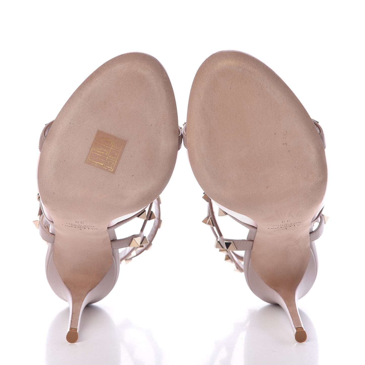 Calfskin Mesh Rockstud Gladiator 105mm Sandals 39 Poudre