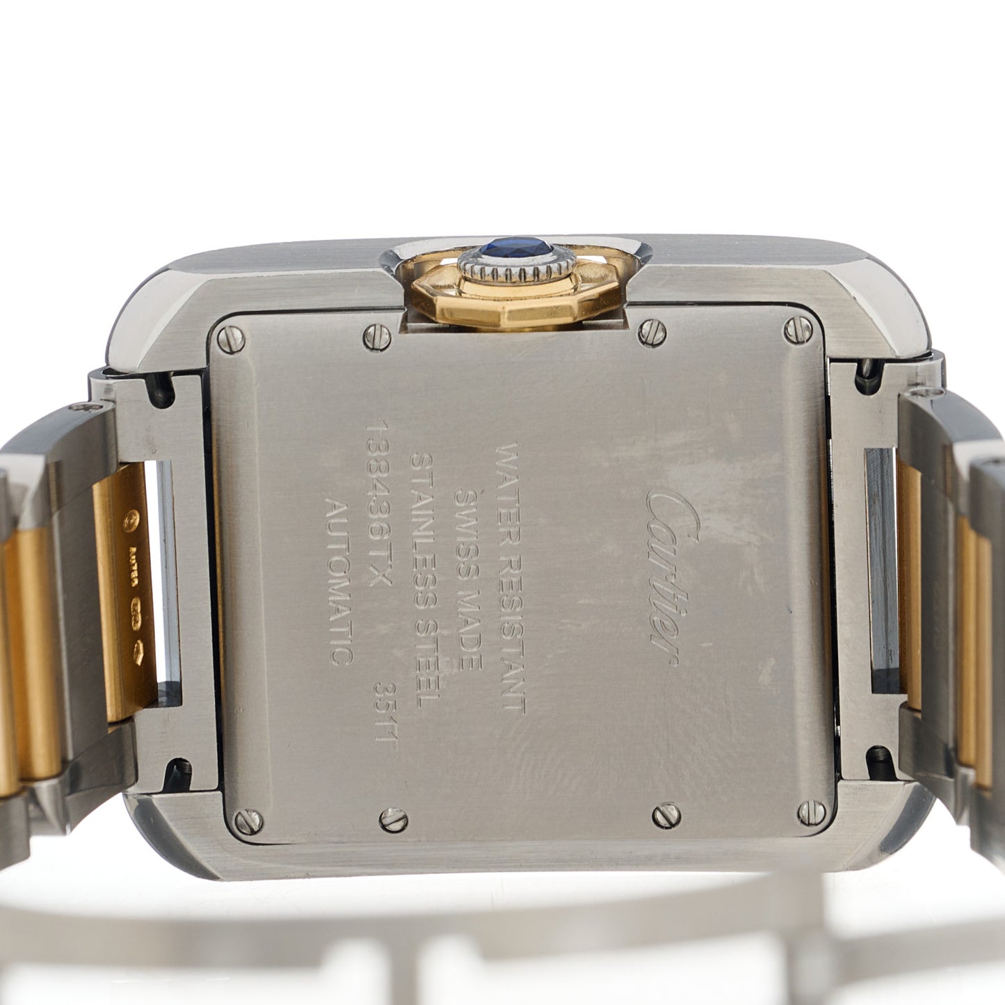 Stainless Steel 18K Yellow Gold 30mm Tank Anglaise Automatic Watch