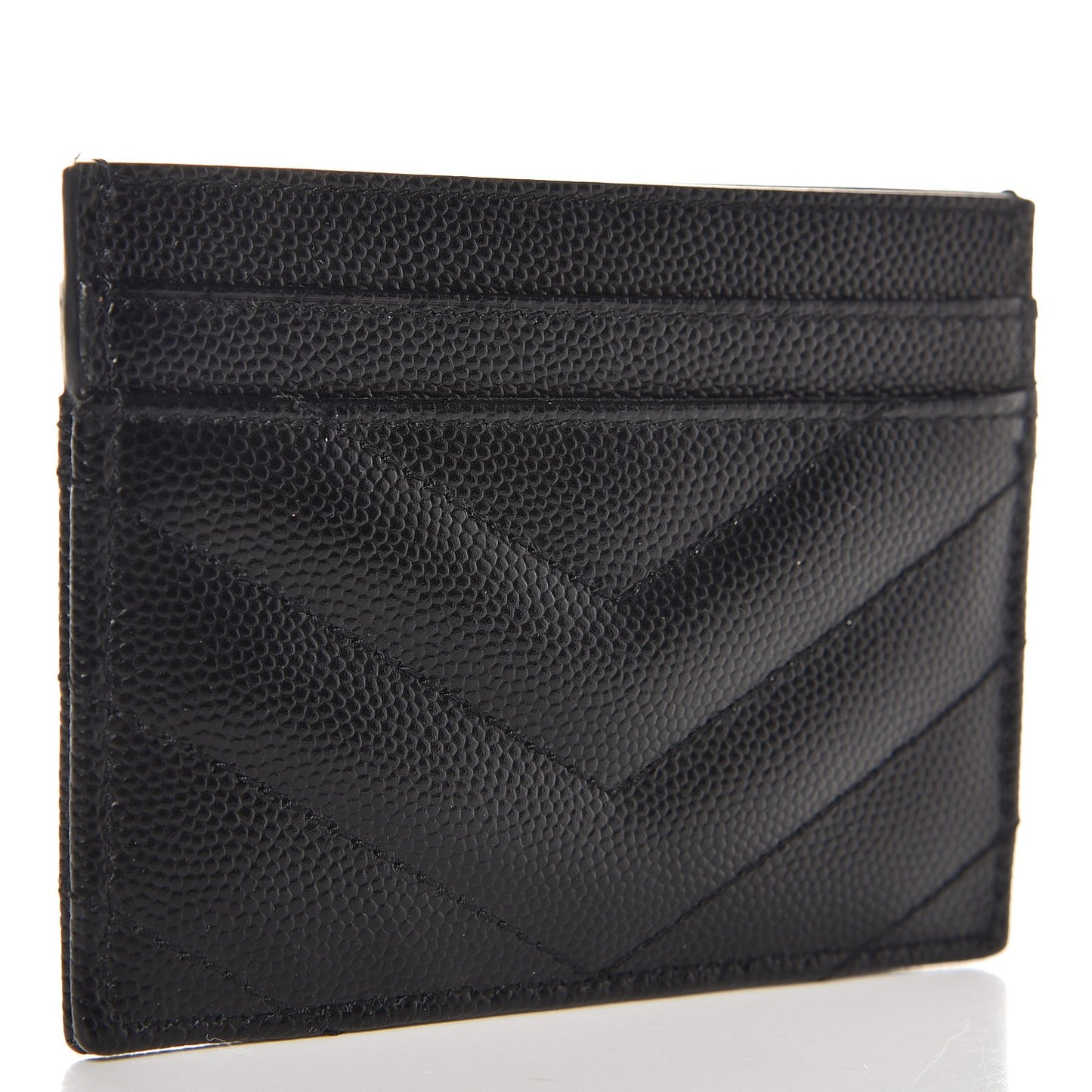 Grain De Poudre Matelasse Chevron Monogram Credit Card Case Black