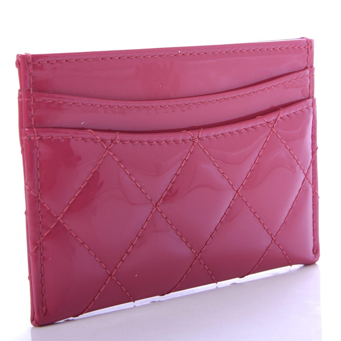 Patent Quilted Card Holder Pink