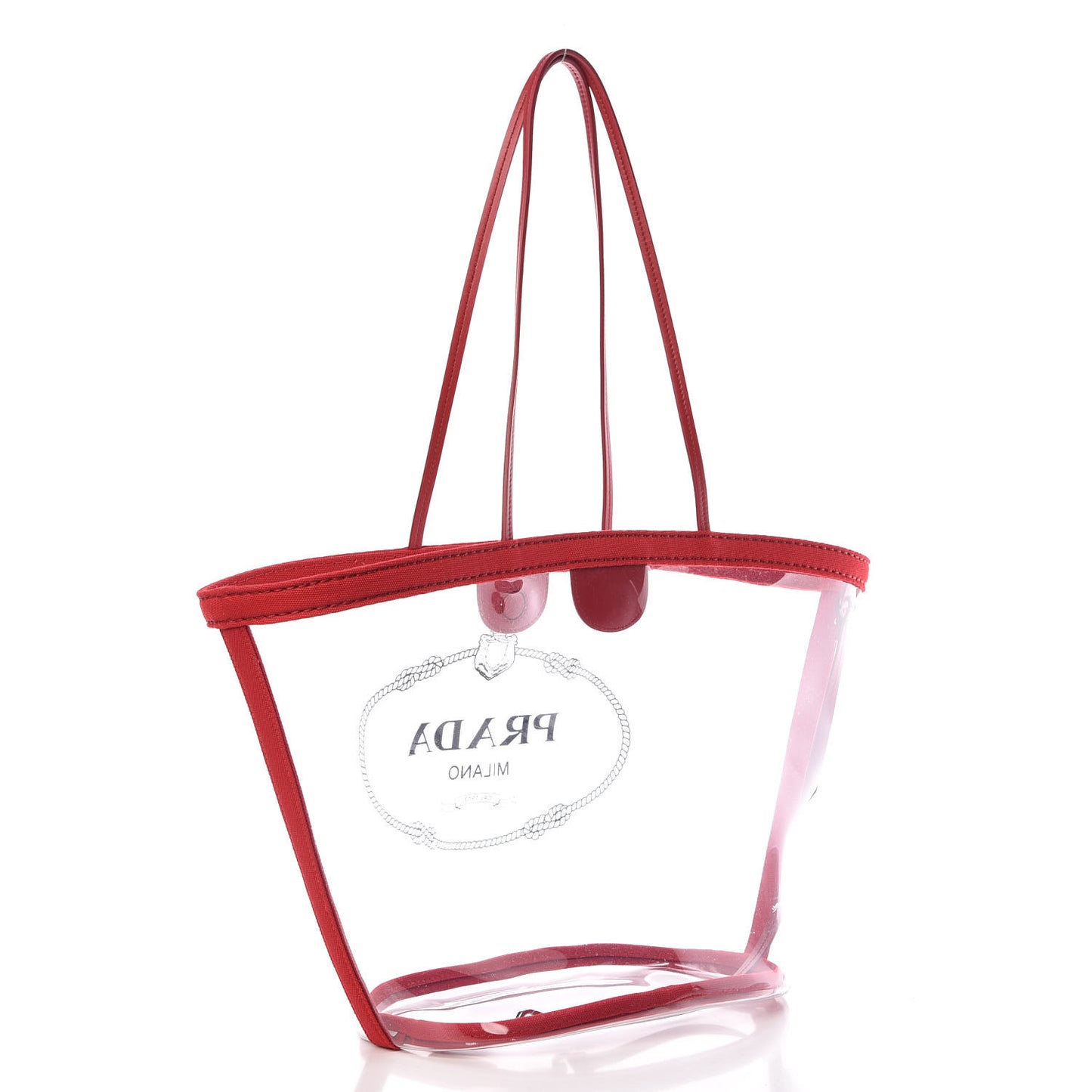 Plexiglass Calfskin Small Shopper Tote Rosso