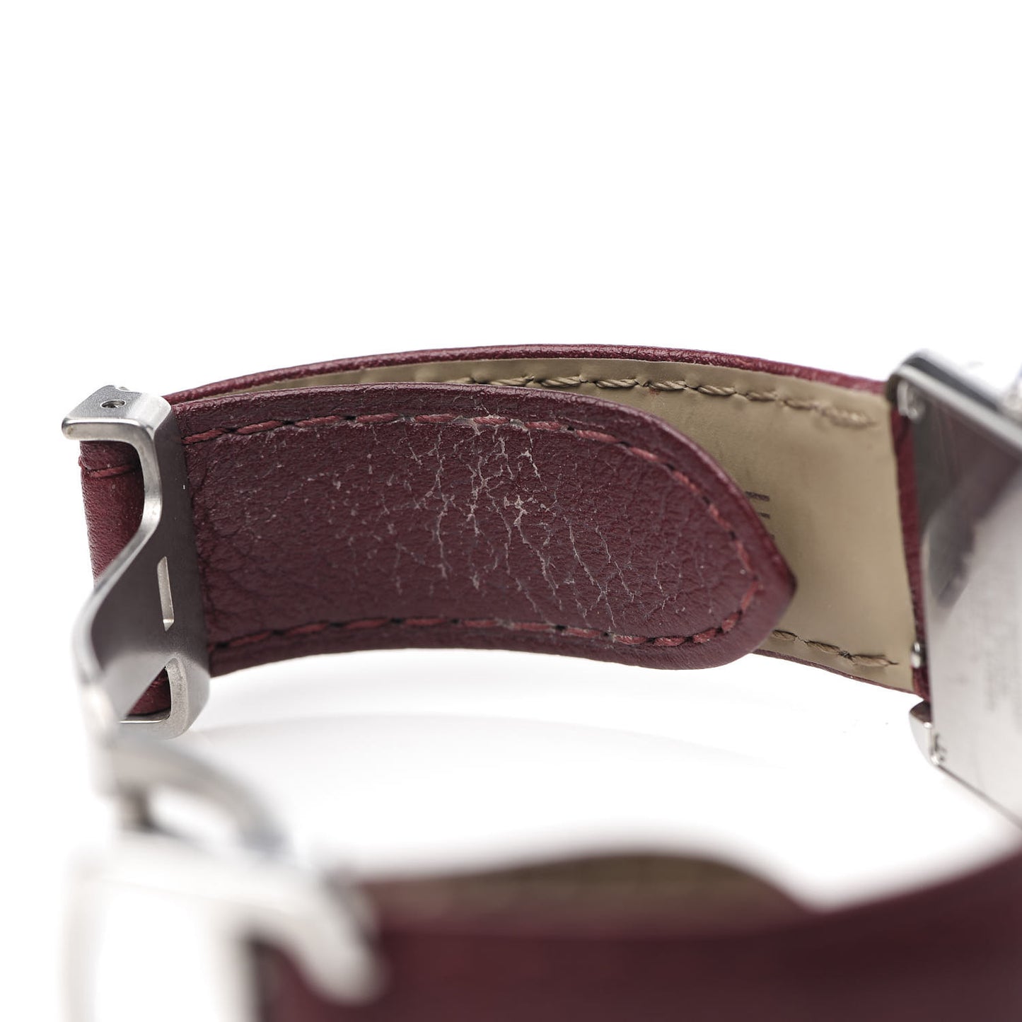 Stainless Steel Calfskin 24mm Tank Solo Quartz Watch Burgundy