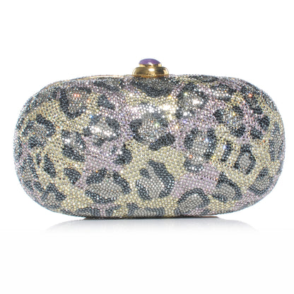Judith Leiber Swarovski Crystal Leopard Minaudiere Clutch 1 of 6