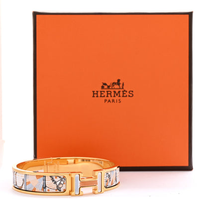 Hermes Enamel Printed Narrow Coloriages et Tenues de Jour Clic Clac H Bracelet PM Solaire 5 of 5