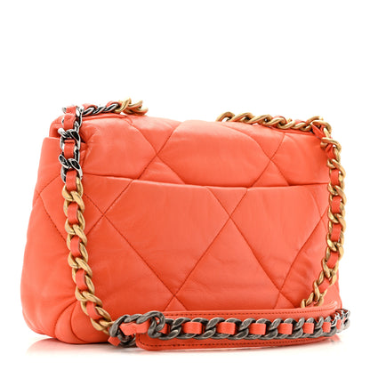 Chanel Goatskin Quilted Medium Chanel 19 Flap Orange 3 of 12