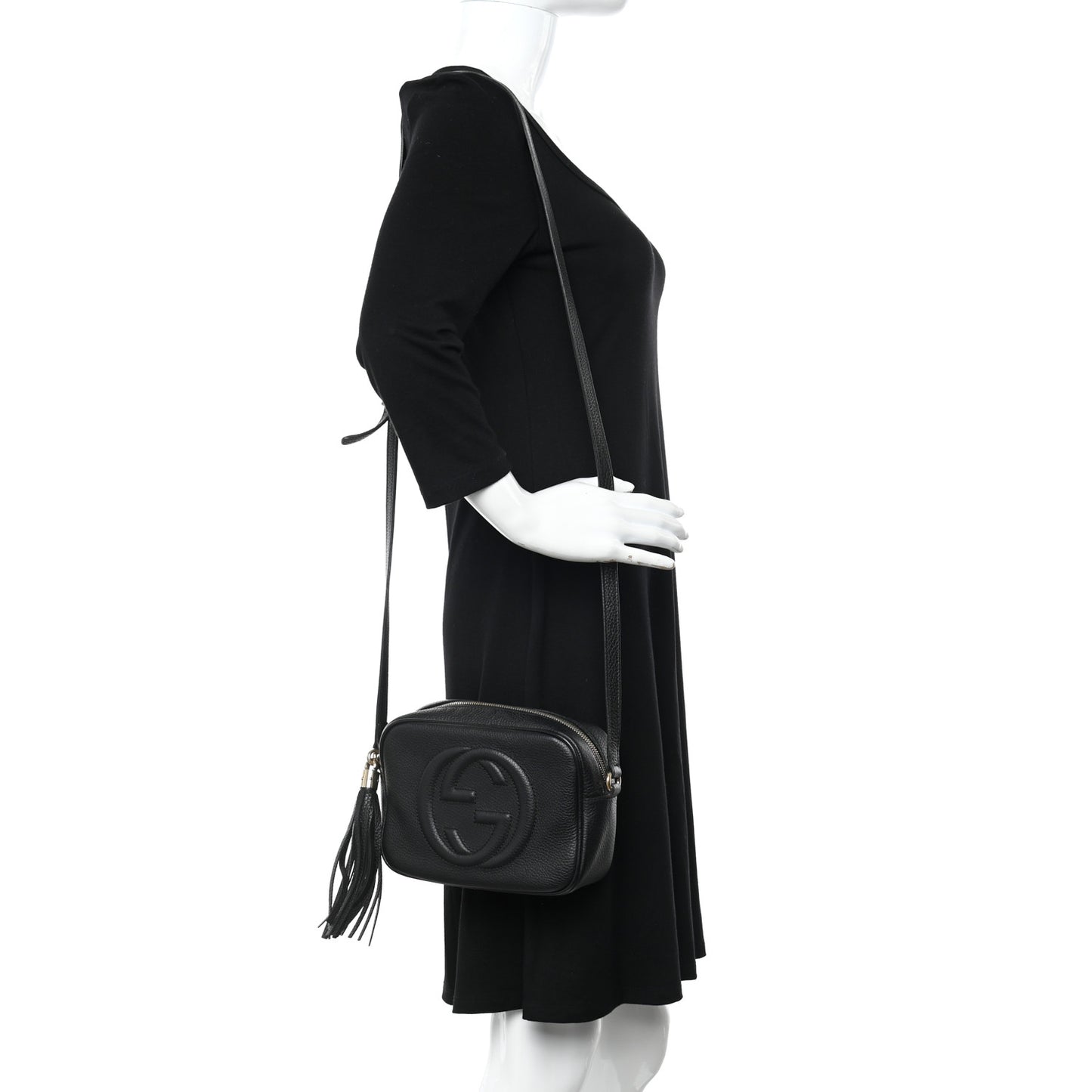 Pebbled Calfskin Small Soho Disco Bag Black