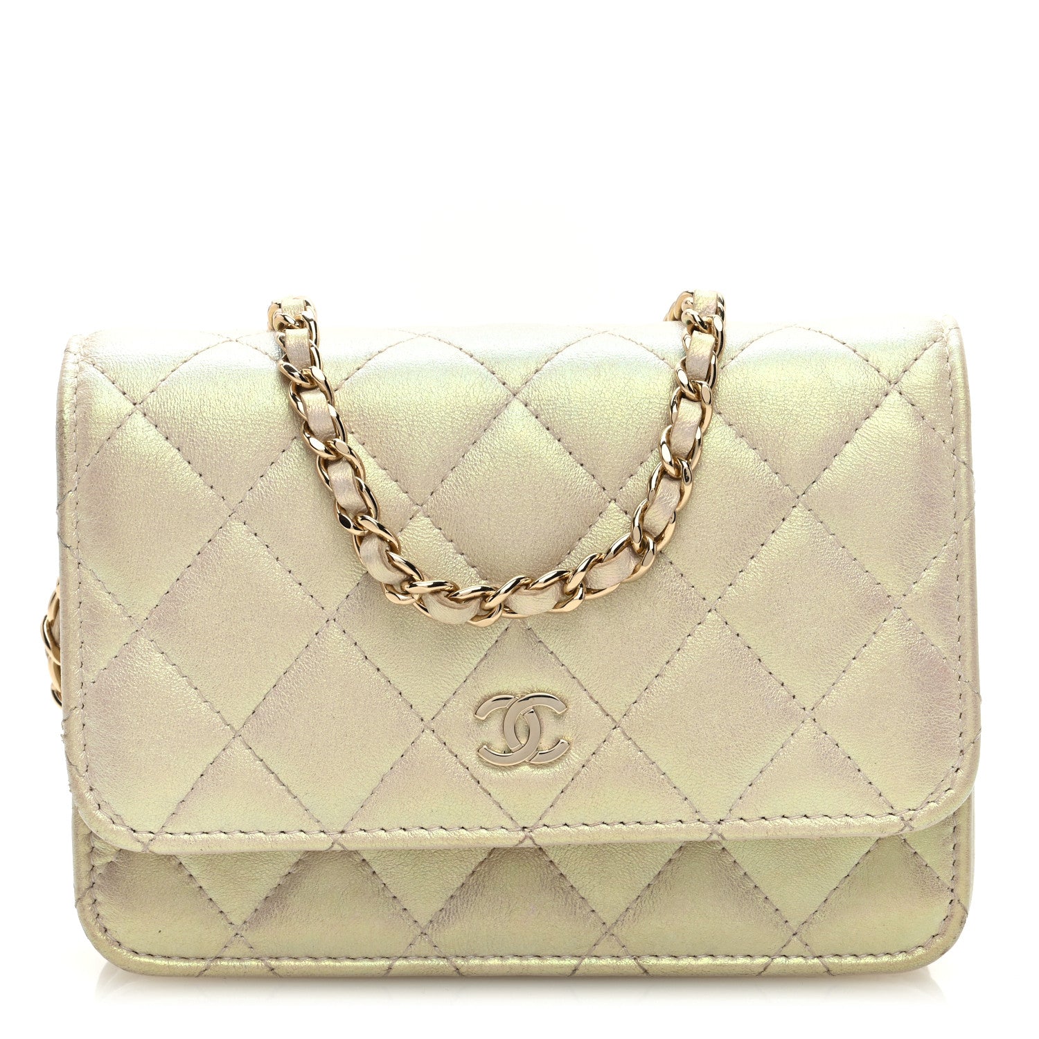 Chanel Iridescent Lambskin Quilted Mini Wallet On Chain WOC Ivory 1 of 9