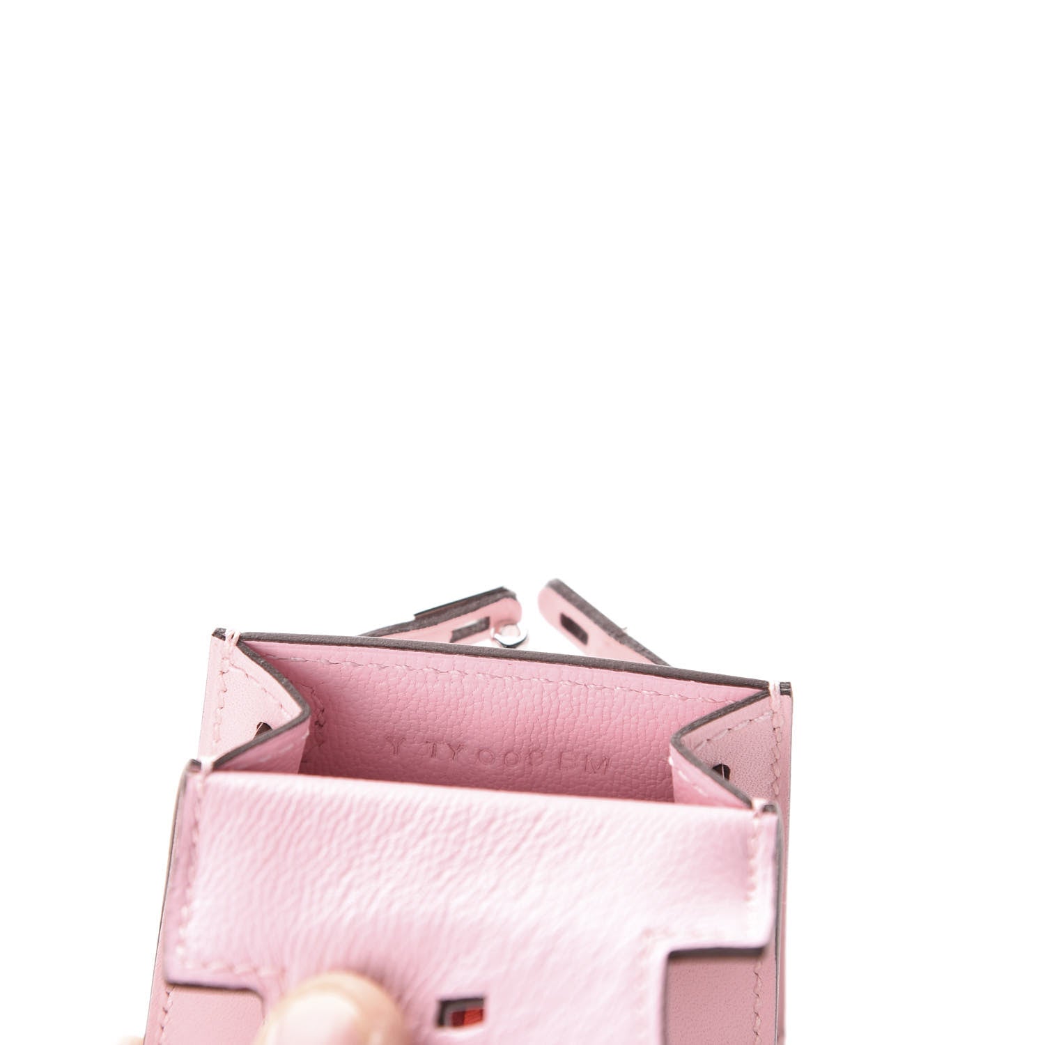 Hermes Tadelakt Mini Kelly Twilly Bag Charm Rose Sakura 9 of 11