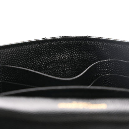 Saint Laurent Grain De Poudre Matelasse Chevron Small Monogram Envelope Wallet Black 7 of 10