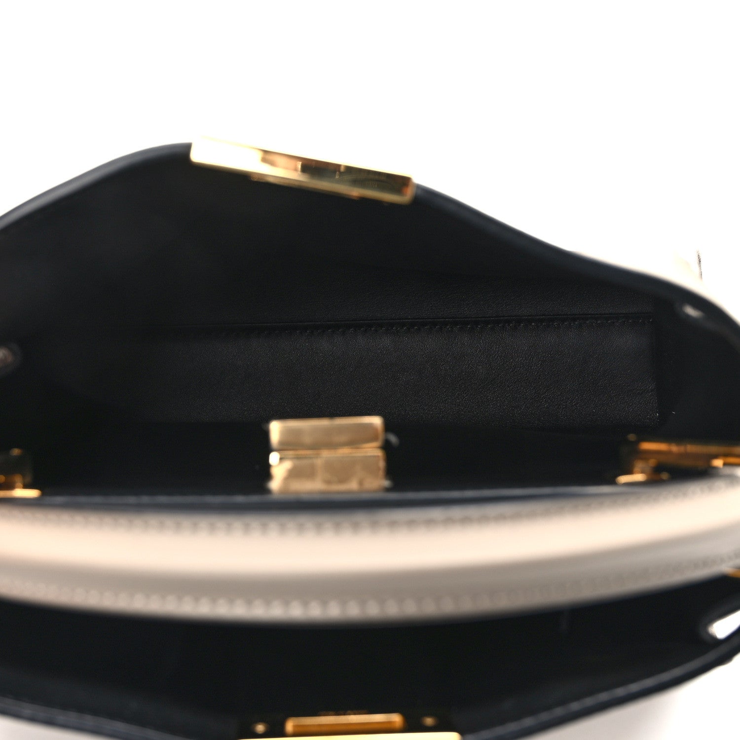 Fendi Vitello Tahiti Burro Medium Peekaboo Iconic Essentially Satchel Tortora Black 5 of 14