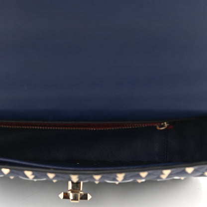 Valentino Garavani Nappa VLTN Print Medium Rockstud Spike Shoulder Bag Pure Blue White 6 of 12