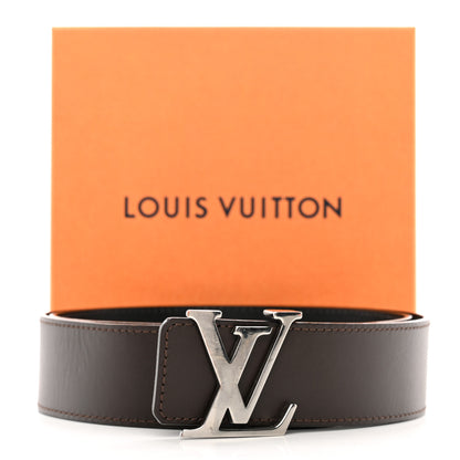 Louis Vuitton Calfskin 40mm LV Initiales Reversible Belt 85 34 Dark Brown Black 85 34 Black 9 of 9
