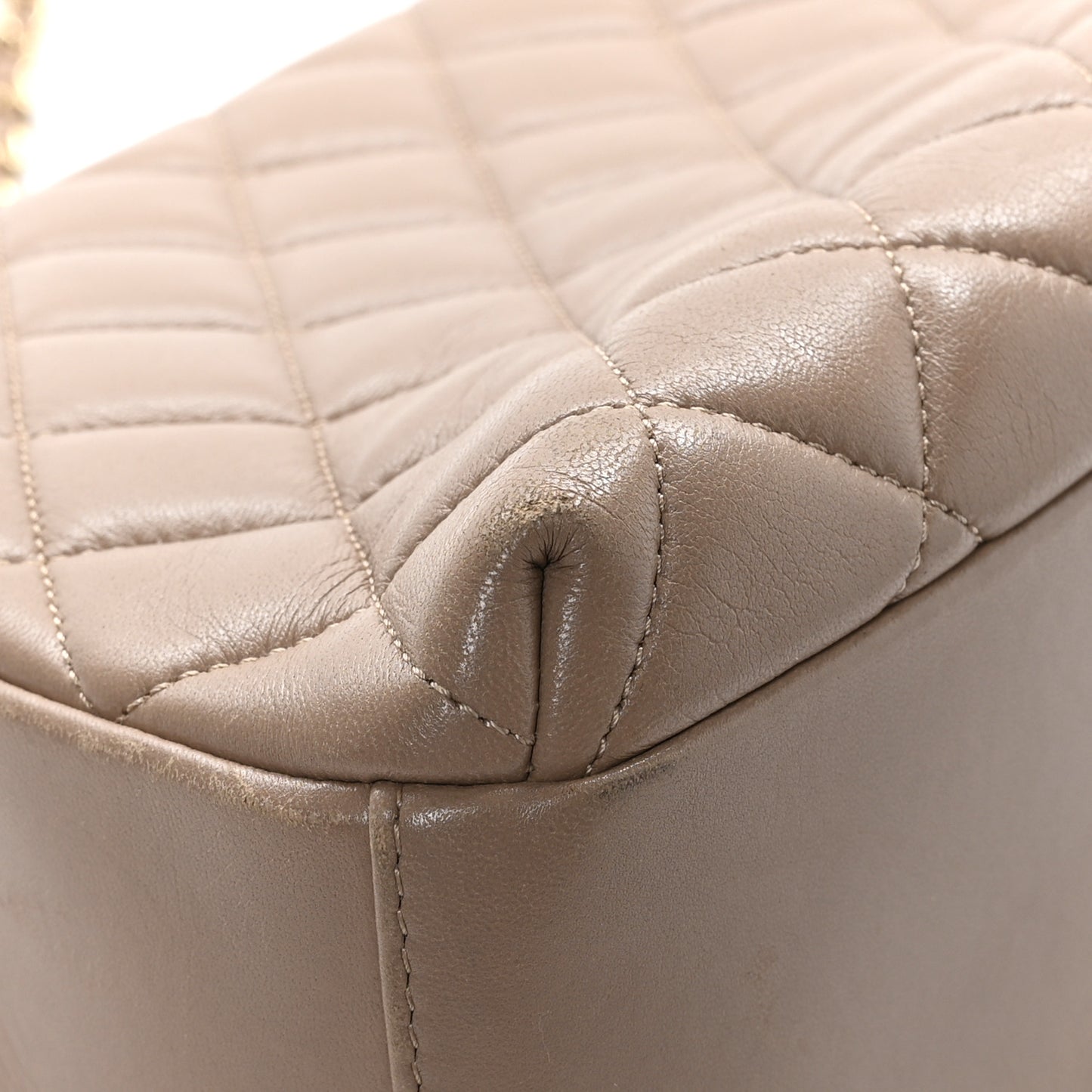 Lambskin Quilted Medium Trendy CC Bowling Bag Beige