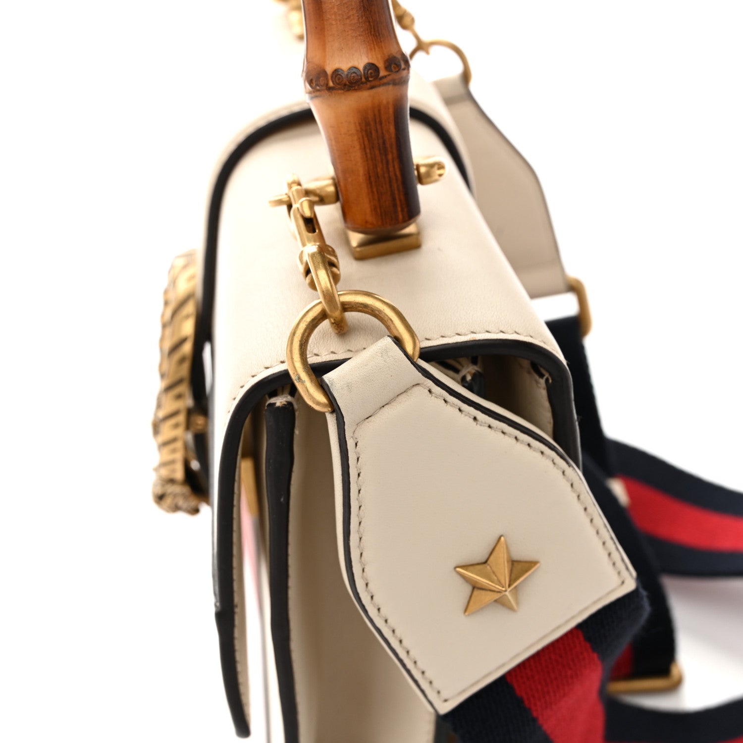 Gucci Calfskin Bamboo Web Medium Dionysus Top Handle Bag White